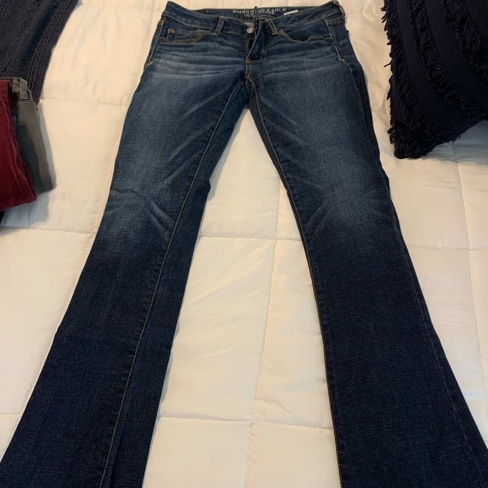 Blue, skinny kick American Eagle jeans, size 6.